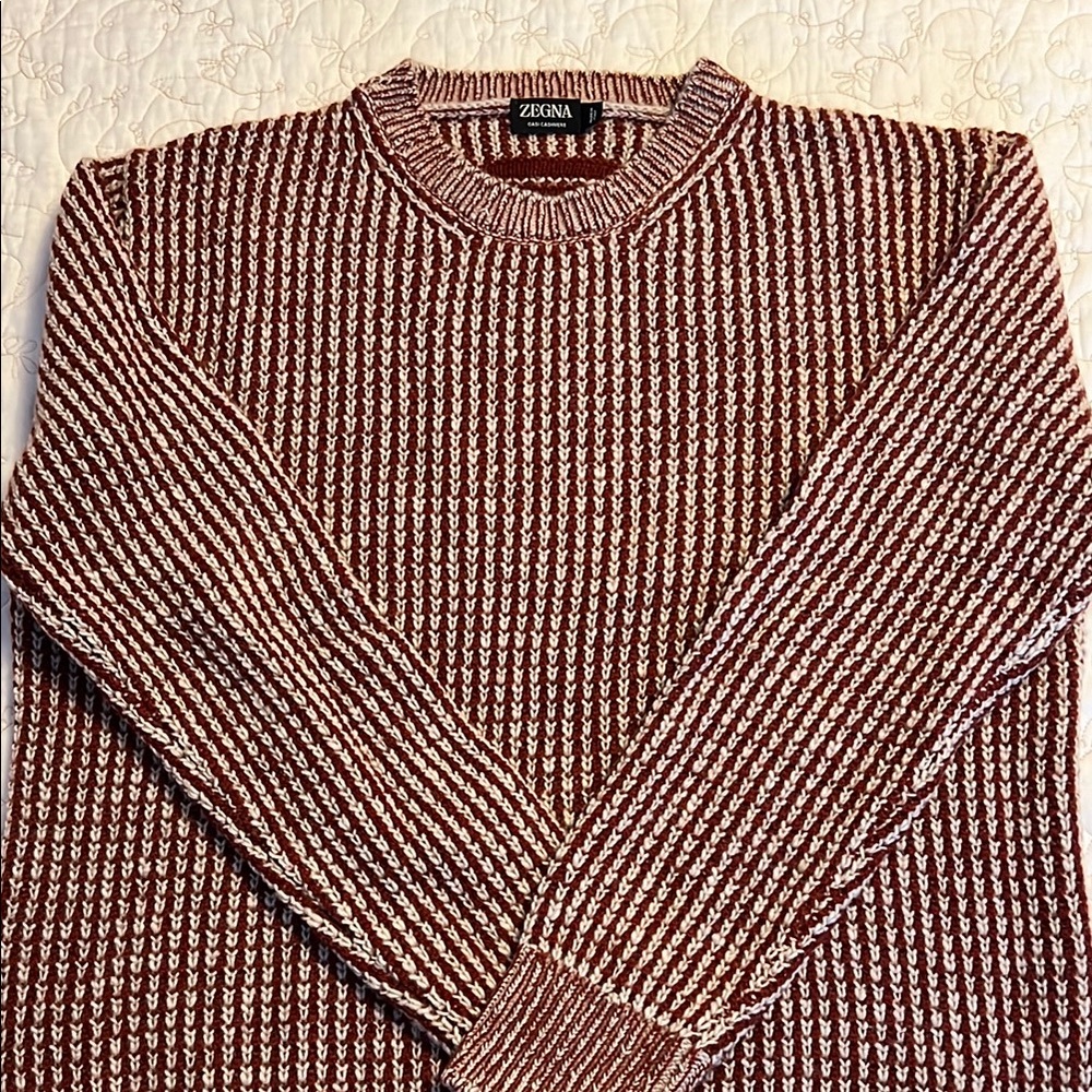Zegna Red and cream Crewneck Sweater